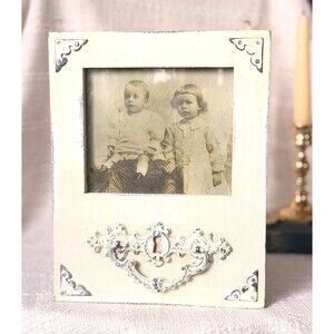 Vintage Style Distressed Cream Photo Frame, French Country Ornate Frame